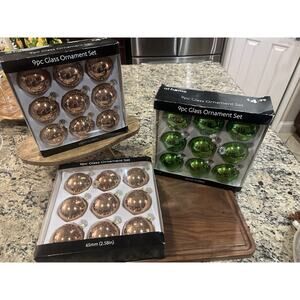 9pc glass ornament sets 3 Boxes 27 Ornaments Total